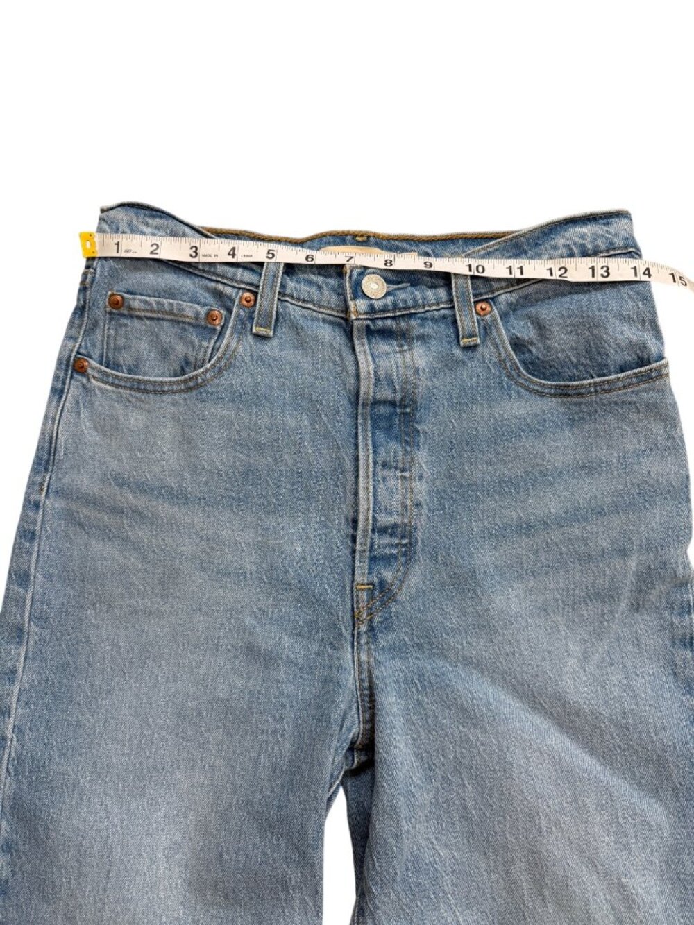 Levis Womens Size 29 Rib-Cage Straight Jeans High-Waisted Light Wash Raw Hem - Picture 6 of 10